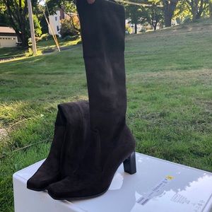 Brown soft suade calf boots